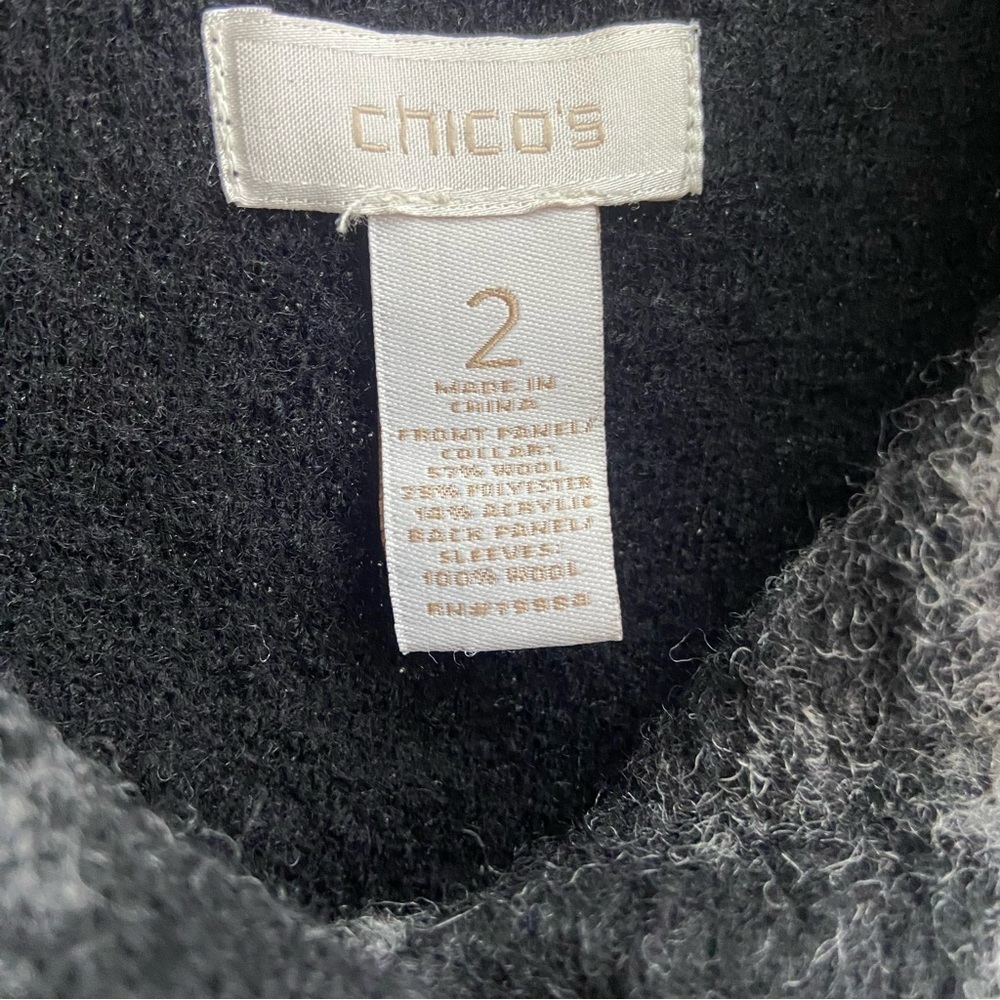 Vintage Chico's Wool Blend Button Jacket Blazer Size 2 Black Checkered - Picture 7 of 10